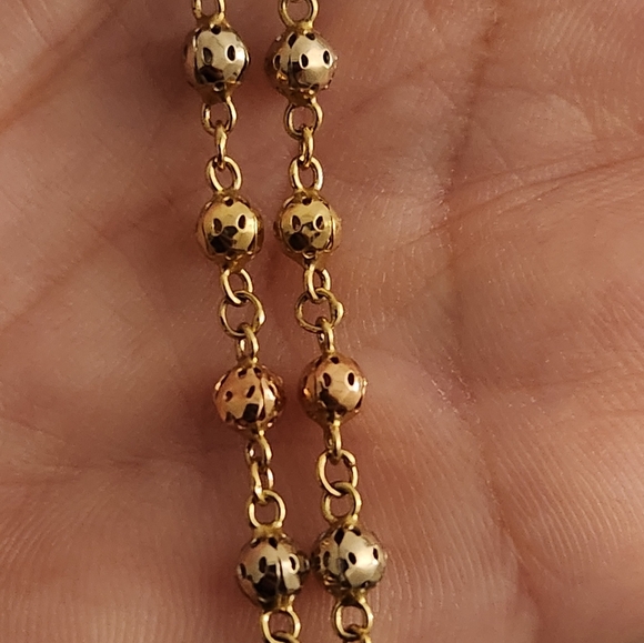 Solid 14K Yellow Gold Beaded Rosary Necklace weighs 12.56 Grams Brand new - Picture 6 of 16